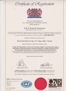 B & H Surgical Instrument QA international Cerrtificate